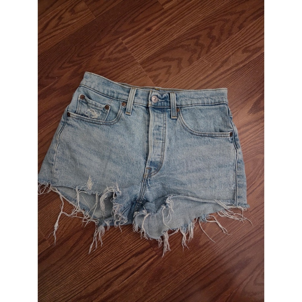 Levis‎ 501 Original High Rise Cutoff Denim Shorts Light Wash Distressed Women 26